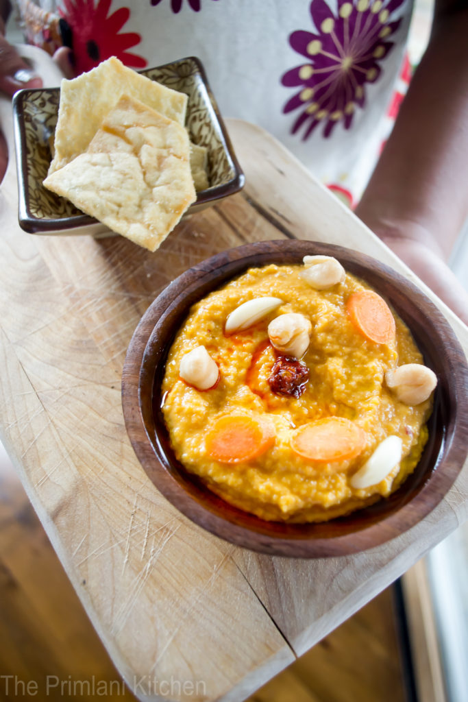 #SpicyChat Twist on Classic Hummus with Carrots & Harissa!